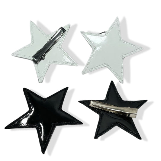 Black/White vinyl glossy star clips