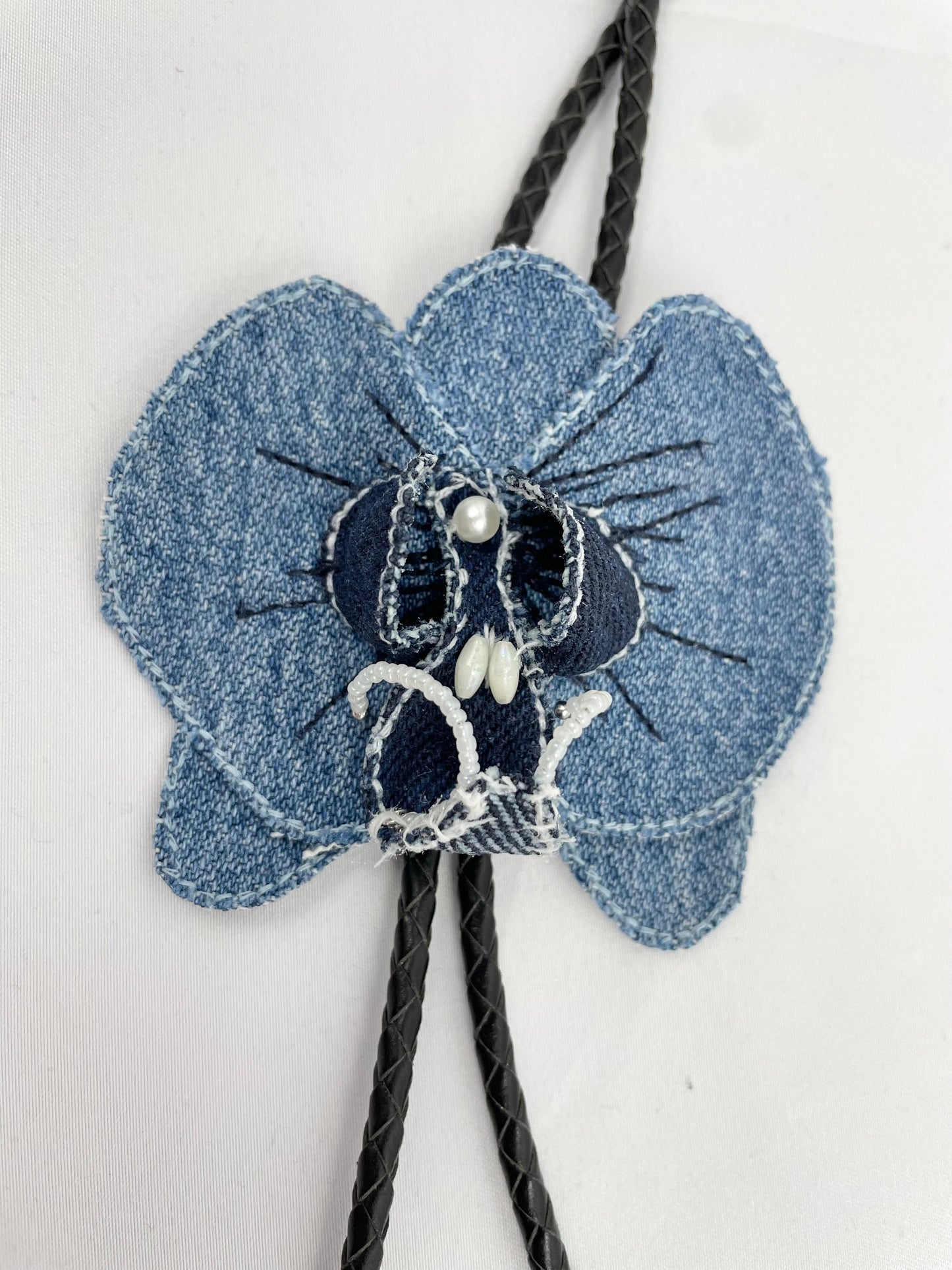 Denim orchid flower bolo MADE TO ORDER