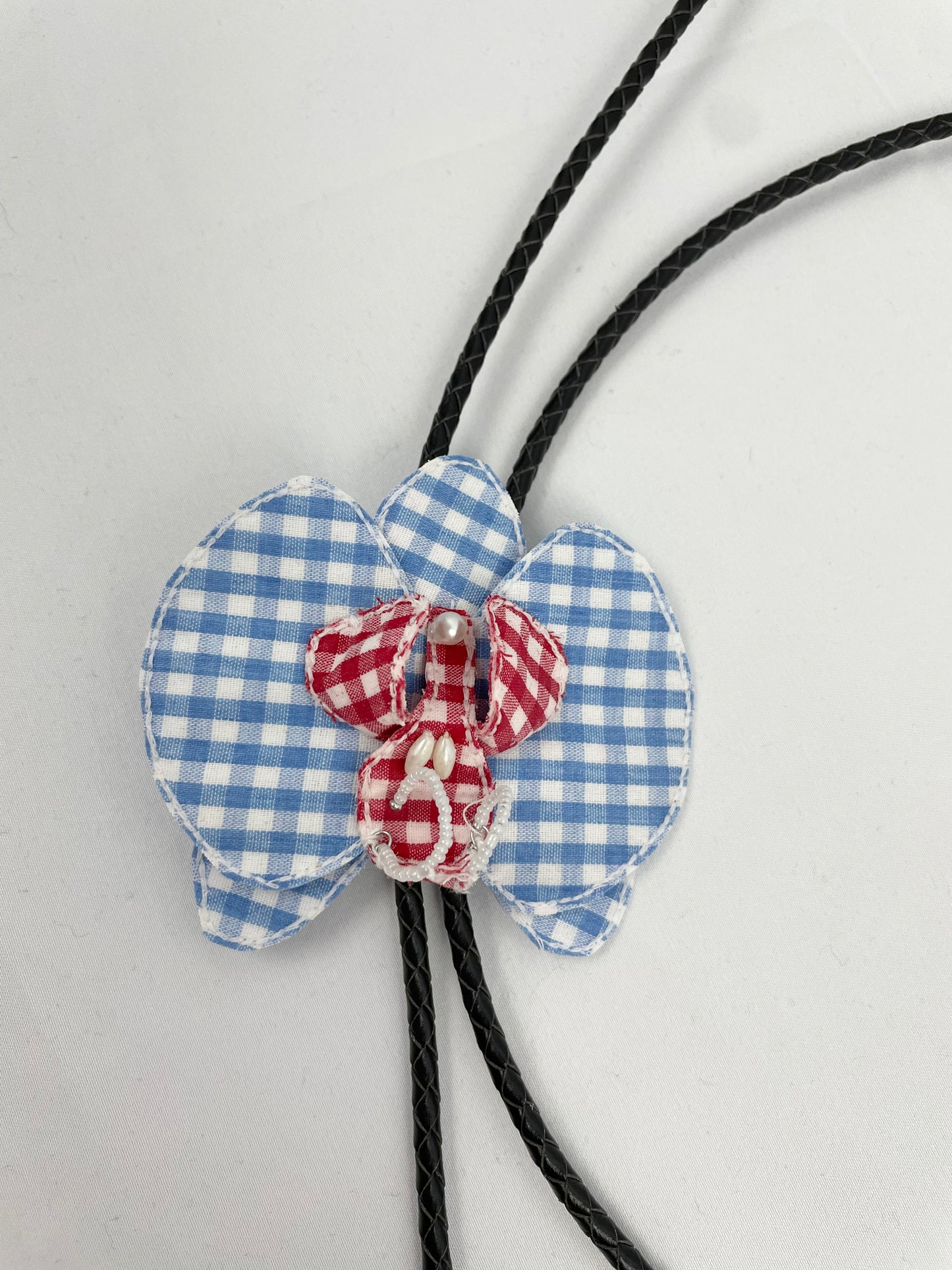 Gingham orchid flower bolo MADE TO ORDER