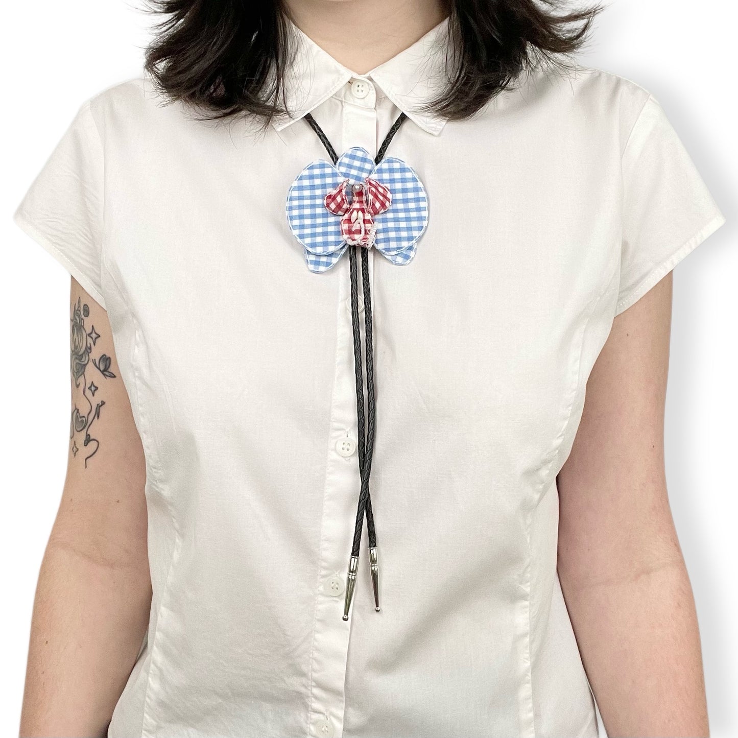 Gingham orchid flower bolo MADE TO ORDER