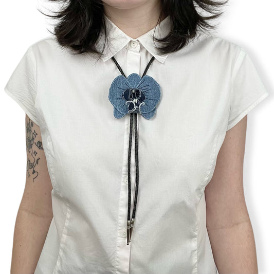 Denim orchid flower bolo MADE TO ORDER